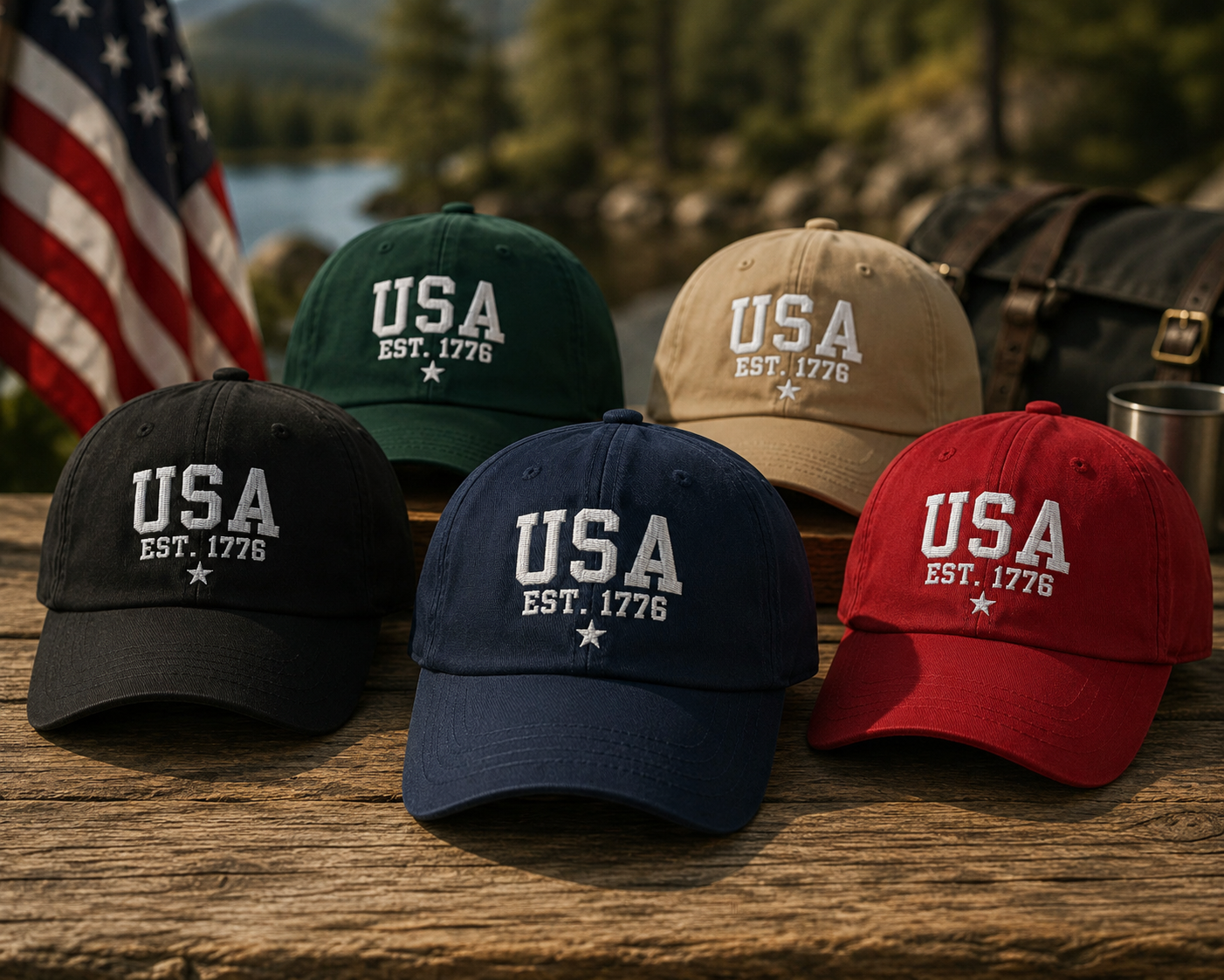 USA EST. 1776 Dad Hat – Classic Embroidered Patriotic Cap