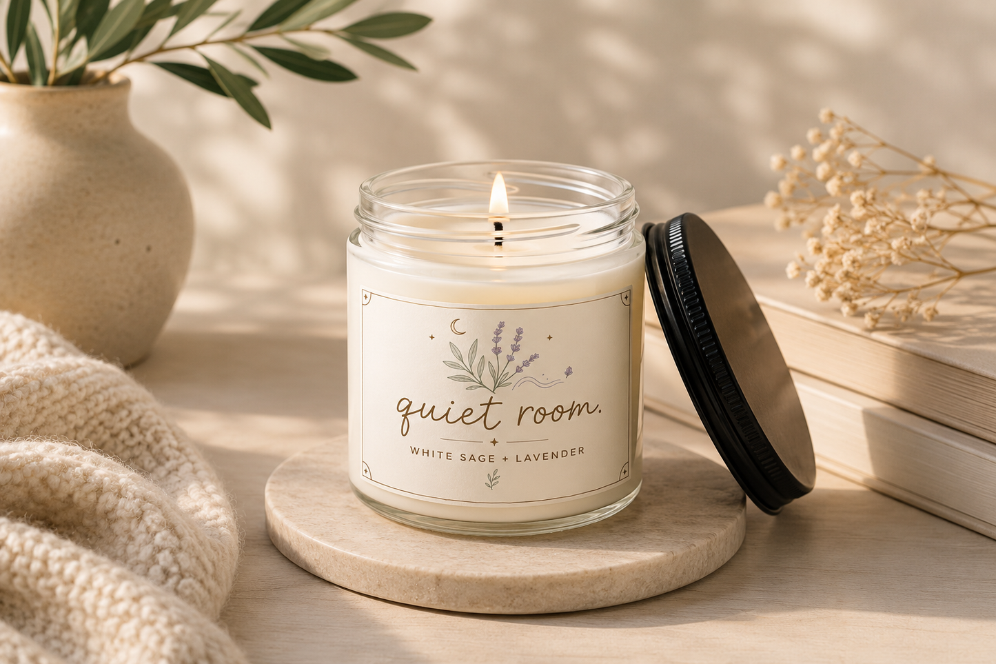 Quiet Room Scented Soy Candle – White Sage + Lavender