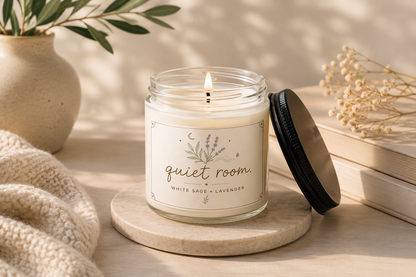 Quiet Room Scented Soy Candle – White Sage + Lavender