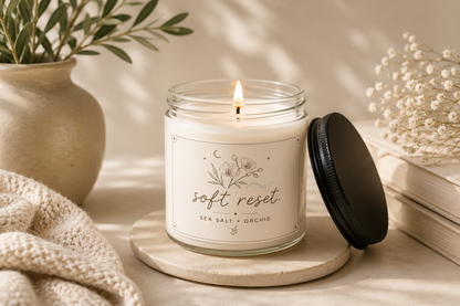 Soft Reset Scented Soy Candle – Sea Salt + Orchid