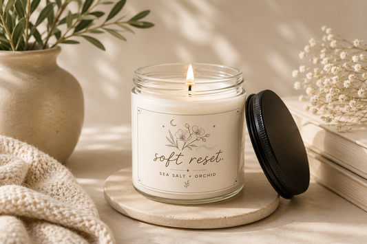 Soft Reset Scented Soy Candle – Sea Salt + Orchid