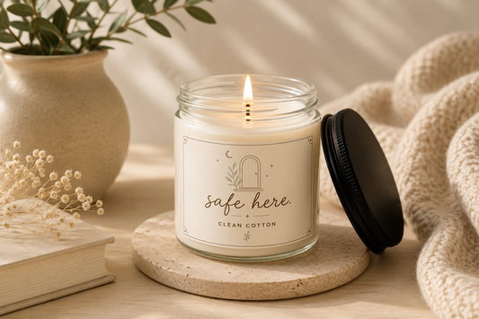 Safe Here Scented Soy Candle – Clean Cotton