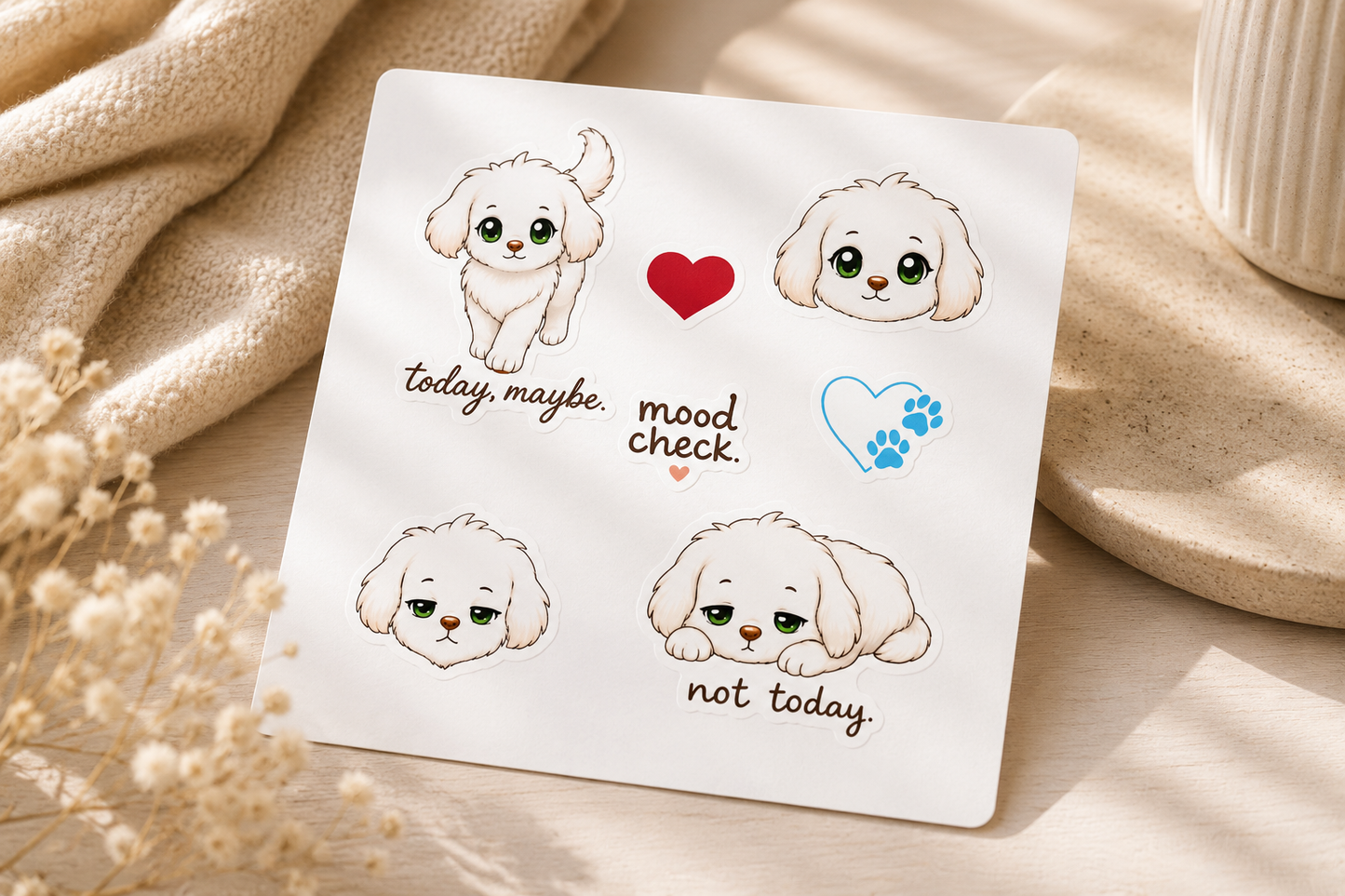 Kono Mood Check Sticker Sheet – Today, Maybe. / Not Today.