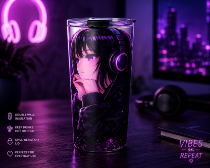 Midnight Mind Tumbler – 20oz Anime Aesthetic Travel Cup