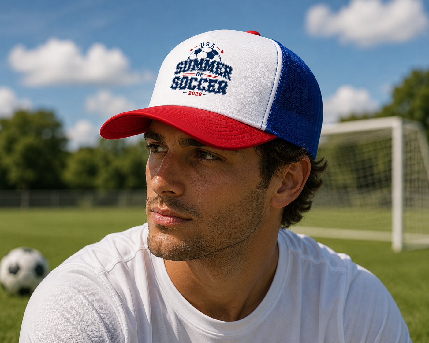 USA Summer of Soccer 2026 Foam Trucker Hat – Patriotic Soccer Cap